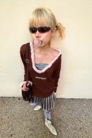 Quick Outfits, Modest Fashion Outfits Ideas Y2K Deep Neck Sweater