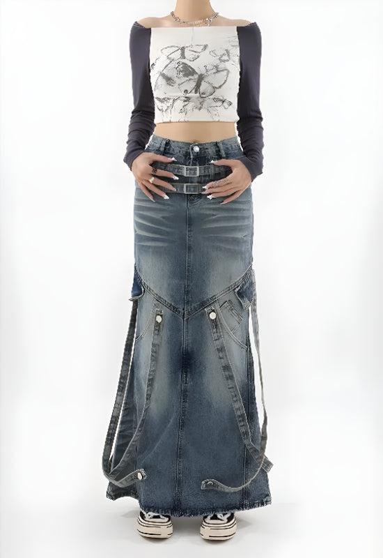 Quick Outfits, Modest Fashion Outfits Ideas Y2K Denim Maxi Skirt Quick Outfits, Modest Fashion Outfits Ideas Y2K Denim Maxi Skirt