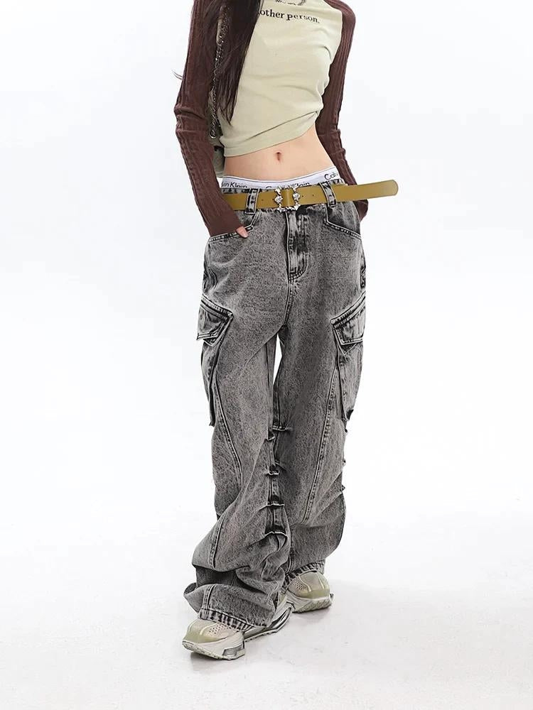 Quick Outfits, Modest Fashion Outfits Ideas Y2K Distressed Big Pockets Cargo Jeans Quick Outfits, Modest Fashion Outfits Ideas Y2K Distressed Big Pockets Cargo Jeans