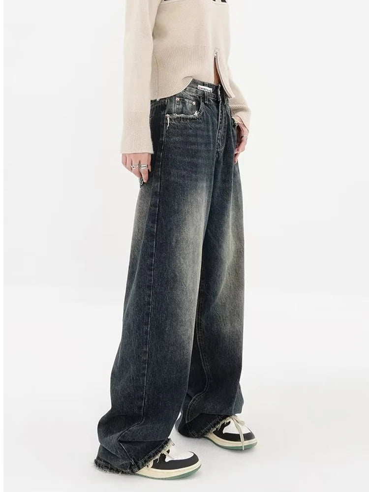 Quick Outfits, Modest Fashion Outfits Ideas Y2K Distressed Pocket Wide Leg Jeans Quick Outfits, Modest Fashion Outfits Ideas Y2K Distressed Pocket Wide Leg Jeans