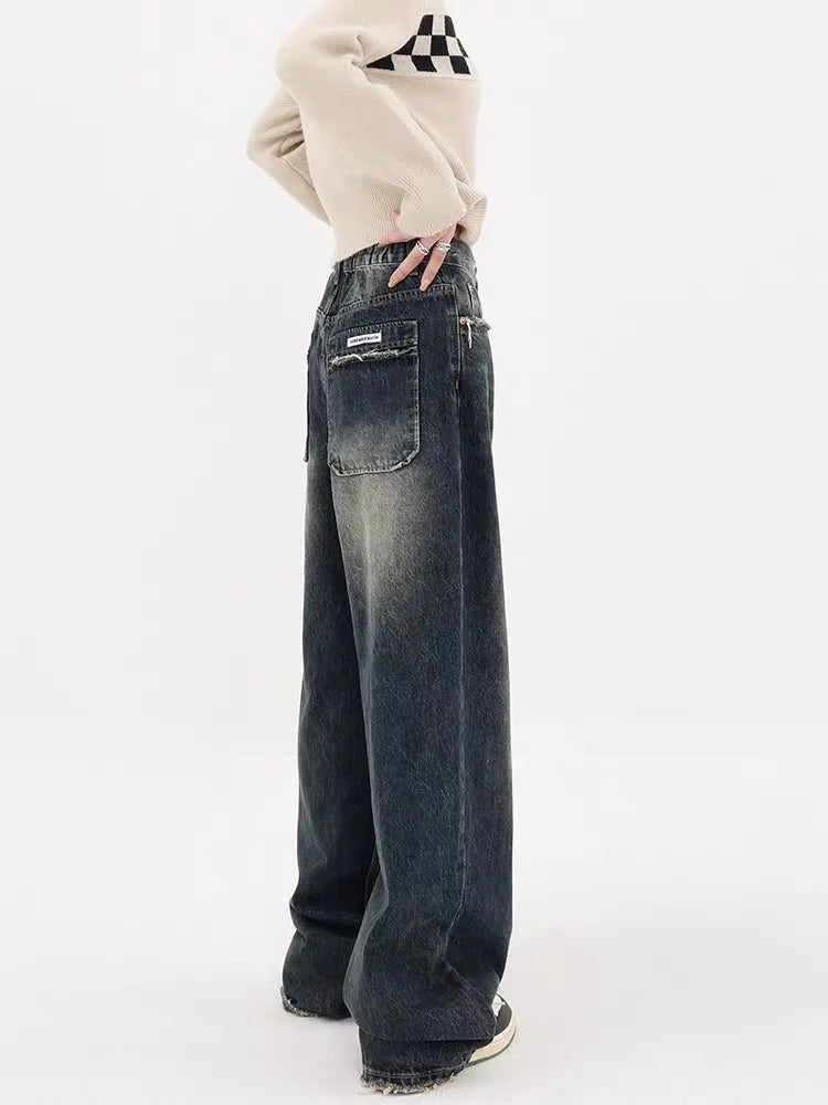 Quick Outfits, Modest Fashion Outfits Ideas Y2K Distressed Pocket Wide Leg Jeans Quick Outfits, Modest Fashion Outfits Ideas Y2K Distressed Pocket Wide Leg Jeans