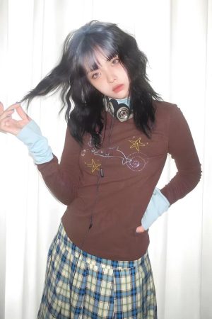 Quick Outfits, Modest Fashion Outfits Ideas Y2K Dolphin Turtleneck Top