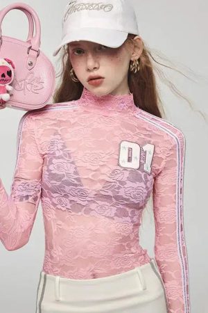 Quick Outfits, Modest Fashion Outfits Ideas Y2K Embroidered Lace Top