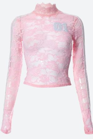 Quick Outfits, Modest Fashion Outfits Ideas Y2K Embroidered Lace Top