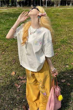 Quick Outfits, Modest Fashion Outfits Ideas Y2K Embroidered Wide Leg Pants