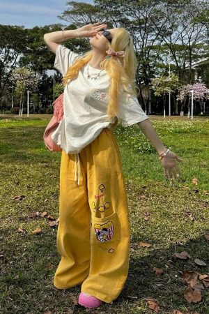 Quick Outfits, Modest Fashion Outfits Ideas Y2K Embroidered Wide Leg Pants