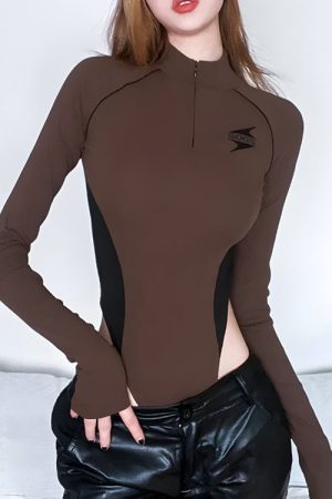 Quick Outfits, Modest Fashion Outfits Ideas Y2K Extra Long Sleeve Bodysuit