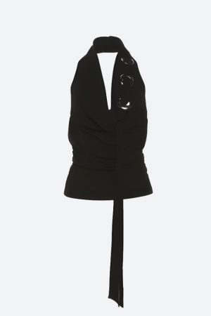 Quick Outfits, Modest Fashion Outfits Ideas Y2K Eyelets Halter Neck Top