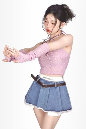 Quick Outfits, Modest Fashion Outfits Ideas Y2K Fake Two Piece Pleated Mini Skirt