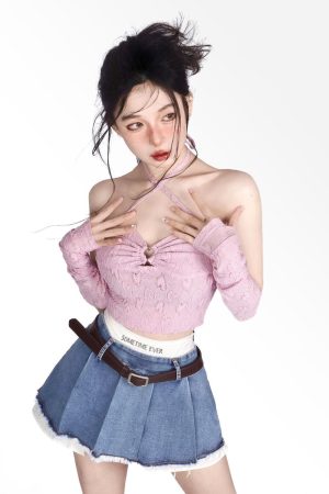 Quick Outfits, Modest Fashion Outfits Ideas Y2K Fake Two Piece Pleated Mini Skirt