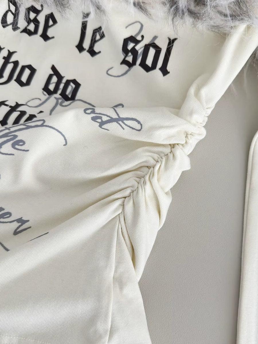 Quick Outfits, Modest Fashion Outfits Ideas Y2K Faux Fur Collar Top Quick Outfits, Modest Fashion Outfits Ideas Y2K Faux Fur Collar Top