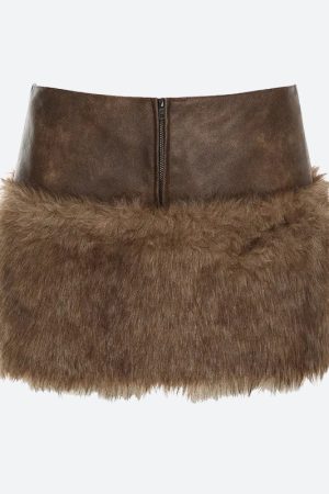Quick Outfits, Modest Fashion Outfits Ideas Y2K Faux Fur Mini Skirt