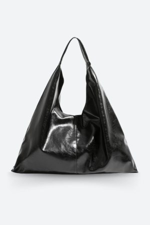 Quick Outfits, Modest Fashion Outfits Ideas Y2K Faux Patent Leather Hobo Bag