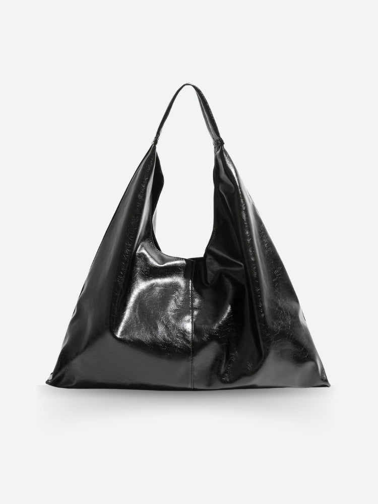 Quick Outfits, Modest Fashion Outfits Ideas Y2K Faux Patent Leather Hobo Bag Quick Outfits, Modest Fashion Outfits Ideas Y2K Faux Patent Leather Hobo Bag