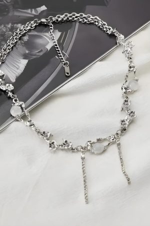 Quick Outfits, Modest Fashion Outfits Ideas Y2K Flowers Beaded Chain Necklace