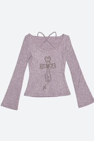 Quick Outfits, Modest Fashion Outfits Ideas Y2K Golden Cross Top