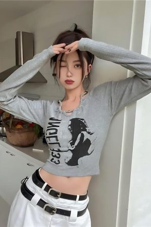 Quick Outfits, Modest Fashion Outfits Ideas Y2K Grunge Angel 333 Top