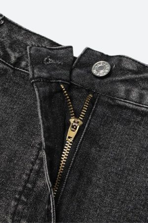 Quick Outfits, Modest Fashion Outfits Ideas Y2K Grunge Denim Top & Skirt Two Piece Set