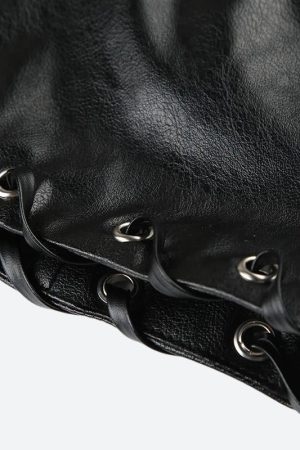 Quick Outfits, Modest Fashion Outfits Ideas Y2K Grunge Faux Leather Mini Skirt