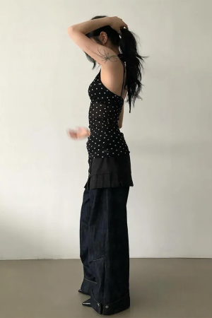 Quick Outfits, Modest Fashion Outfits Ideas Y2K Halter Neck Polka Dot Top