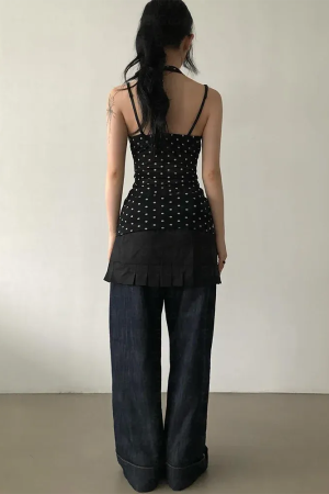 Quick Outfits, Modest Fashion Outfits Ideas Y2K Halter Neck Polka Dot Top