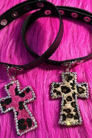 Quick Outfits, Modest Fashion Outfits Ideas Y2K Leopard Cross Choker Necklace