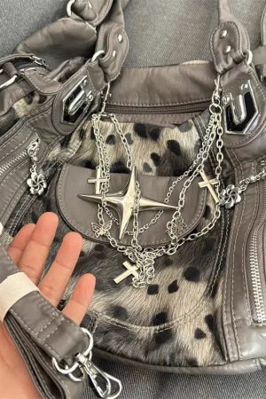 Quick Outfits, Modest Fashion Outfits Ideas Y2K Leopard Faux Fur Bag