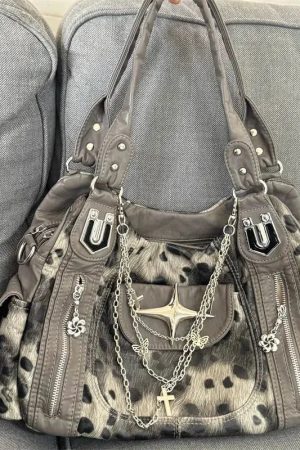 Quick Outfits, Modest Fashion Outfits Ideas Y2K Leopard Faux Fur Bag