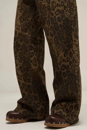 Quick Outfits, Modest Fashion Outfits Ideas Y2K Leopard Straight Leg Pants