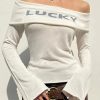 Quick Outfits, Modest Fashion Outfits Ideas Y2K Lucky Girl Off Shoulder Top