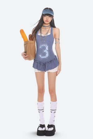 Quick Outfits, Modest Fashion Outfits Ideas Y2K Mini Dress & Shorts Two Piece Set