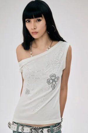 Quick Outfits, Modest Fashion Outfits Ideas Y2K One Shoulder Top