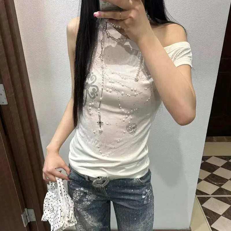 Quick Outfits, Modest Fashion Outfits Ideas Y2K One Shoulder Top Quick Outfits, Modest Fashion Outfits Ideas Y2K One Shoulder Top