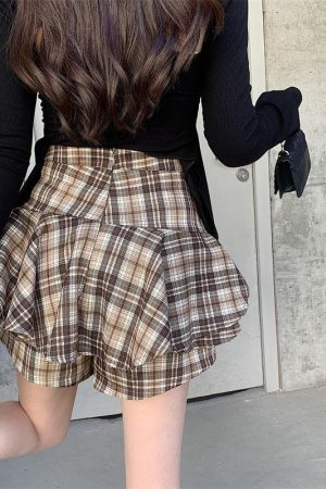 Quick Outfits, Modest Fashion Outfits Ideas Y2K Plaid Mini Skort