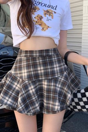 Quick Outfits, Modest Fashion Outfits Ideas Y2K Plaid Mini Skort