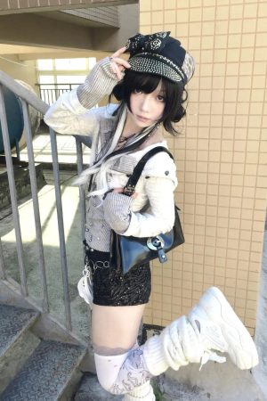 Quick Outfits, Modest Fashion Outfits Ideas Y2K Rhinestone Layered Cardigan