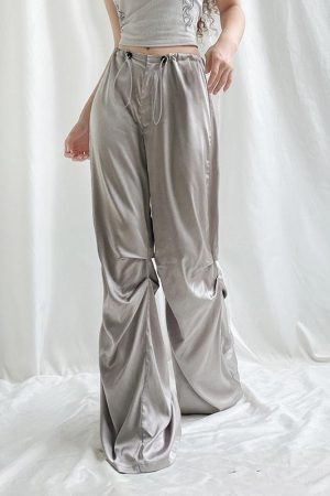 Quick Outfits, Modest Fashion Outfits Ideas Y2K Satin Wide Leg Pants