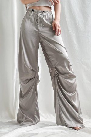 Quick Outfits, Modest Fashion Outfits Ideas Y2K Satin Wide Leg Pants