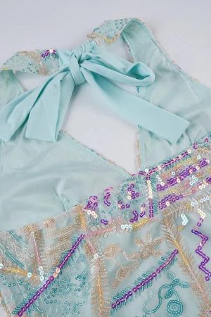 Quick Outfits, Modest Fashion Outfits Ideas Y2K Sequined Halter Top