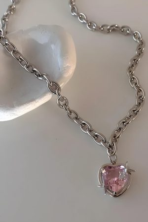 Quick Outfits, Modest Fashion Outfits Ideas Y2K Shiny Heart Necklace