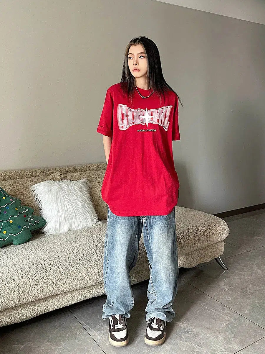 Quick Outfits, Modest Fashion Outfits Ideas Y2K Shiny Star Worldwide Tee Quick Outfits, Modest Fashion Outfits Ideas Y2K Shiny Star Worldwide Tee
