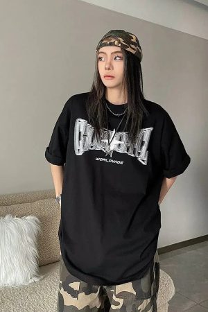 Quick Outfits, Modest Fashion Outfits Ideas Y2K Shiny Star Worldwide Tee