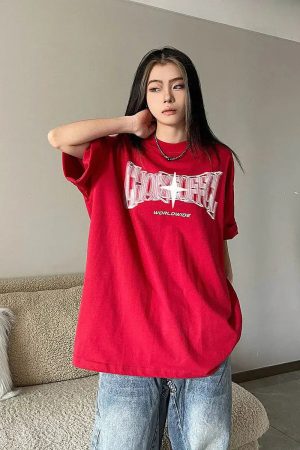 Quick Outfits, Modest Fashion Outfits Ideas Y2K Shiny Star Worldwide Tee