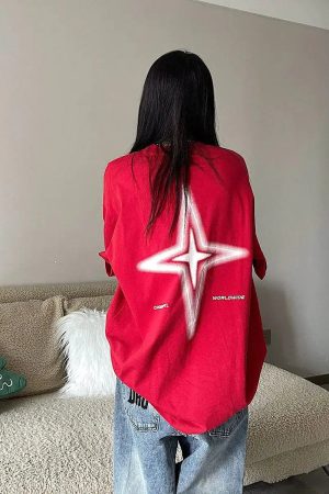 Quick Outfits, Modest Fashion Outfits Ideas Y2K Shiny Star Worldwide Tee