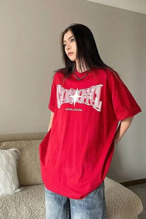 Quick Outfits, Modest Fashion Outfits Ideas Y2K Shiny Star Worldwide Tee