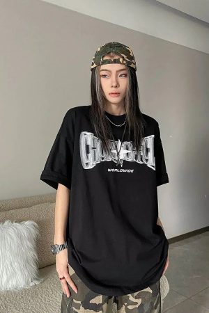 Quick Outfits, Modest Fashion Outfits Ideas Y2K Shiny Star Worldwide Tee