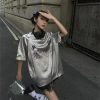 Quick Outfits, Modest Fashion Outfits Ideas Y2K Silver Oversized Tee