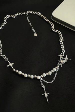 Quick Outfits, Modest Fashion Outfits Ideas Y2K Star Beaded Chain Necklace