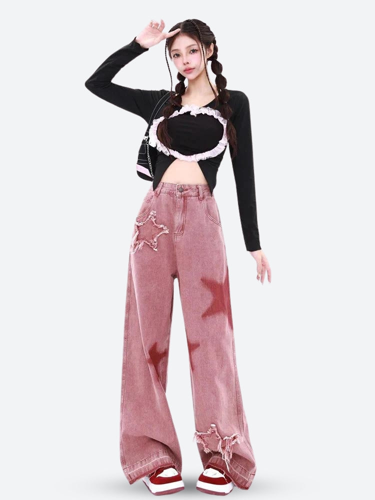 Quick Outfits, Modest Fashion Outfits Ideas Y2K Star Denim Jeans Quick Outfits, Modest Fashion Outfits Ideas Y2K Star Denim Jeans