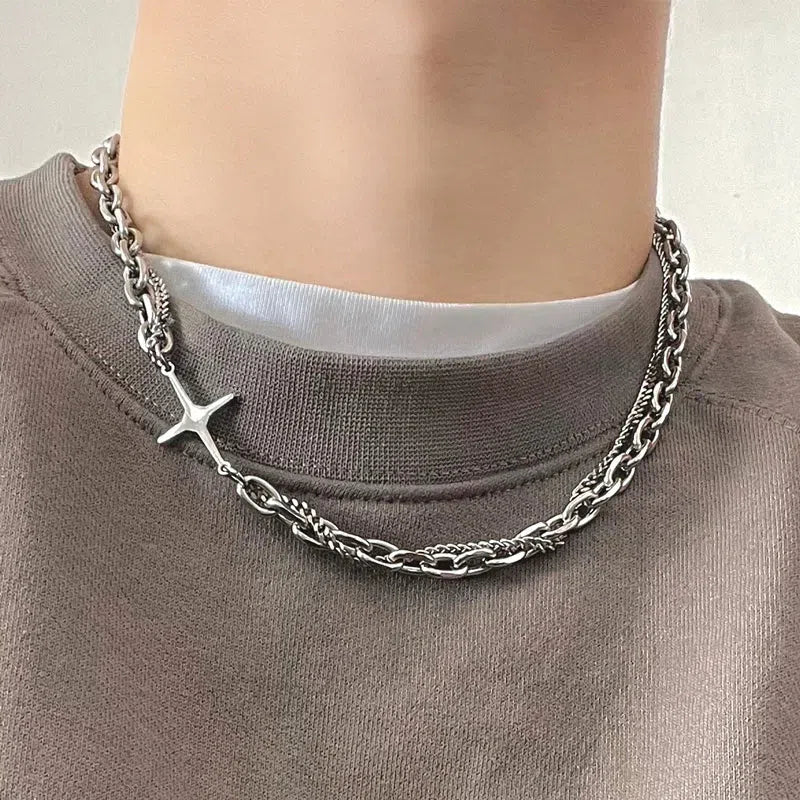 Quick Outfits, Modest Fashion Outfits Ideas Y2K Star Double Chain Necklace Quick Outfits, Modest Fashion Outfits Ideas Y2K Star Double Chain Necklace